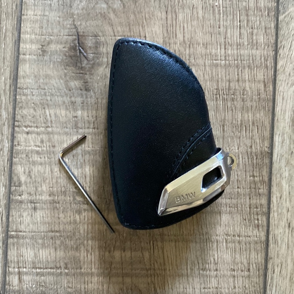 BMW leather and stainless steel key case